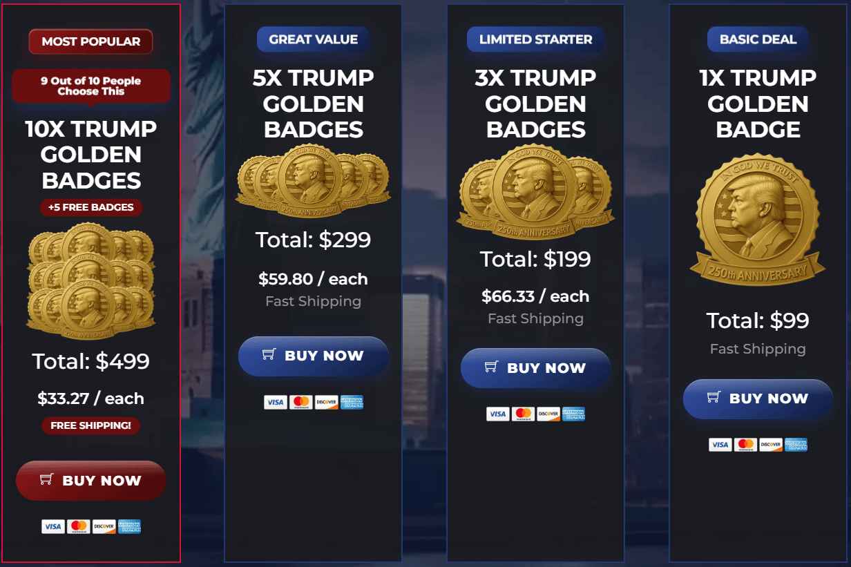 Trump Golden Badge Trump Golden Badge price